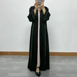 Ethnic Clothing F032Eid Open Abaya Plain Crinkle Satin Islamic Muslim Dubai Kimono Abayas For Women Ramadan Modest Kaftan Party Cardig