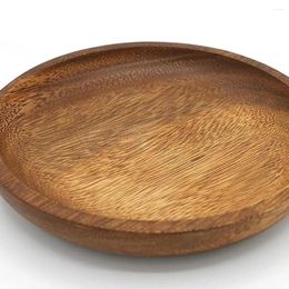 Plates 2/3 Serving Plate Exquisite Craft Colorfast Round Edge Non-toxic Wood Long Service Life Made