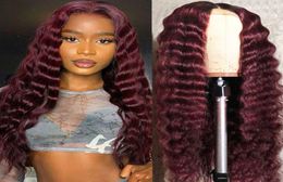 brazilian deep wave t part lace wigs 1b 99j orange ginger ombre Colour t lace remy human hair wigs deep wave wigs pre plucked7550603