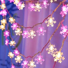 1pc 4.92FT 20LED Christmas Snowflake String Lights, Battery Operated, Christmas Tree Decorations, Christmas Decorations, Colored Lights, Xmas Wedding, Valentine's Day.