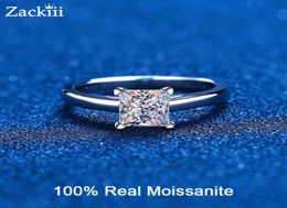 Ceried Princess Moissanite Engagement Ring 1CT 2CT Colourless VVS Diamond Bridal Proposal Rings Sterling Silver Weddig Band X2202144950785