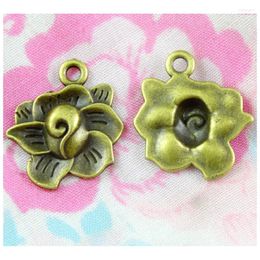 Charms 60pcs/lot Flower Pendant Diy Metal Jewelry Making Antique Bronze Color 18.7 21MM