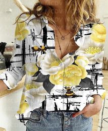 Women's Blouses Women Linen Shirt Flowers 3D Printed Button-down Casual Unique Streewear 10 Style