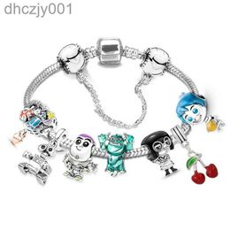 2022 New Charm Bracelet Cartoon Boy Girl Cherry Robot Pendant Heart European Beads Honeycomb Bangle Fits Bracelets Necklace HX53