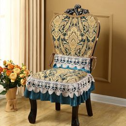 Luxury Retro Jacquard Dining Chair Covers Home Decor European Chair Cushion and Chair Back el Banquet Non-slip Chair Cover 240104