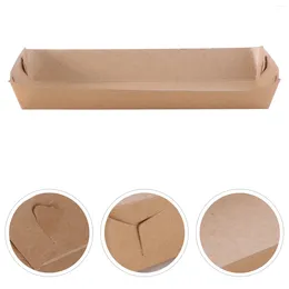 Disposable Dinnerware 50 Pcs Paper Serving Tray Kraft Coating Boat Shape Snack Open Box French Fries Chicken (20 X 6 3cm)