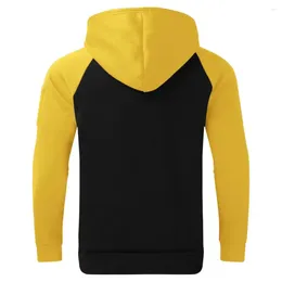 Men's Hoodies Men Fall Hoodie Winter Top Plush Colorblock Warm Sweatshirt With Zipper Decor Big Patch For Casual