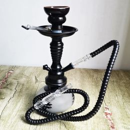 Travel Arabian Hookah Set Small Single Glass Bottle Shisha Ceramic Bowl Pipe Accessories Birthday Gift 240104