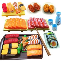 Kids Kitchen Simulation Barbecue Japanese Food Pretend Play Sushi Tuna Shrimp Wasabi Sashimi Toy Set Girl Boy Cooking Toys Model 240104