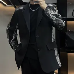 Men's Suits 2024 Men Luxury Diamond Punk Slim Blazer Jacket Korean Style Heavy Industry Suit Coat Club Party Stage