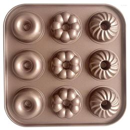 Baking Moulds Donut Mould Cake Pan 9-Cavity Non-Stick Pattern Doughnut Bakeware Carbon Steel Mould For Oven