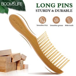 Wood Comb Wide Tooth Wet Hair Combs Anti-Static Styling Comb for Long Hair Head Acupuncture Point Massage Gift for Women 240104