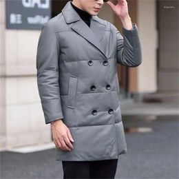 Hunting Jackets 2024 Men's Mid-Length Suit Collar Thick Cotton Jacket Youth White Down Warm Blazer