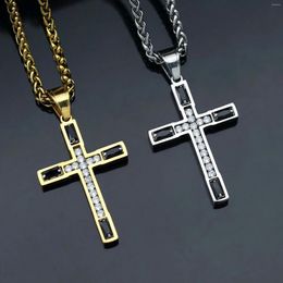 Pendant Necklaces Cross Necklace For Men Women Iced Out Zircon Gold Silver Colour Chain Collar Choker Accessories Jewellery Fashion