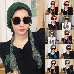 Wide Brim Hats Cotton Linen Sunscreen Scarf Hat Ethnic Style Shawl Baotou Headband Girls