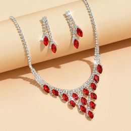 Necklace Earrings Set Bride Jewellery Fashion Selling Bracelet Earring Super Shinning White Red Blue Colour Zircon