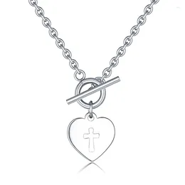 Pendant Necklaces LifeJoys Cross Heart Necklace Stainless Steel Charm Hollow Minimalist Jewelry Cute Fashion