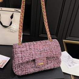 9 Color Luxurious Flap Women Bag Crossbody Tweed Matelasse Chain Quilted Handbag Designer Wallet Gold Hardware Underarm Shoulder Bag Trend Shopping Suitcase 25CM