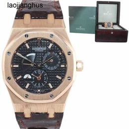 Audemar Pigue Watch Swiss Automatic Watches Airbnb Royal Oak Dual Time Power Reserve 39mm Black Rose Gold 26120or