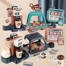 Children Electrical Coffee Machine Set Shopping Cash Register Pretend Play House Simulation Food Bread Cake Toy for Girl Boy Kid 240104