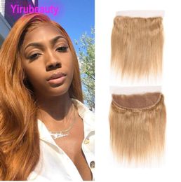 Brazilian Virgin Hair 27 Human Hair Straight 13X4 Lace Frontal With Baby Hair Honey Blonde Silky Striaght 1024inch7284337