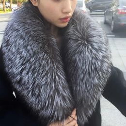 Scarves Scarves Real Fox Fur Collar For Women Men Coat Jket Shl Wraps Winter Warm Extra Large Size Neck Warmer Scarf Shls Y2209
