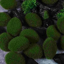 Decorative Flowers Artificial Moss Rocks DIY Green Covered Stones Balls Decor For Floral Arrangements Fairy Gardens And