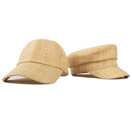 032508363 chic designer summer raffia grass solid tough light breathable sport baseball hat men women leisure visors cap 240103