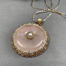 Pendant Necklaces Natural Pink Crystal Safety Buckle Necklace Ladies Personalized Trend Jewelry