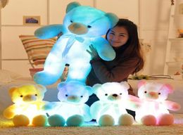 30cm 50cm Colourful Glowing Teddy Bear Luminous Plush Toys Kawaii Light Up LED Teddy Bear Stuffed Doll Kids Christmas Toys CCA8079 9034474