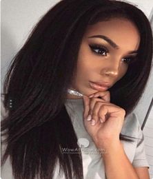 Diva1 hd transparent Frontal Wig 130 High Density Brazilian Yaki Kinky Straight Lace Human Hair Wigs pre plucked 360 Front6820291