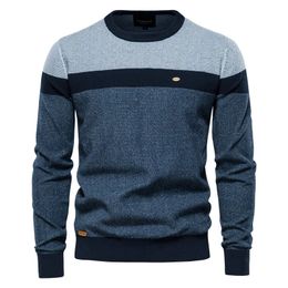 AIOPESON Spliced Cotton Sweater Men Casual Oneck High Quality Pullover Knitted Sweaters Male Winter Brand Mens 240104