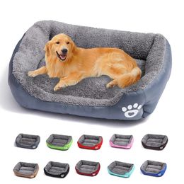 Large Pet Cat Dog Bed Square Plush Kennel Summer Washable Mat Waterproof Mattress Cushion Medium Dogs Supplies 240103
