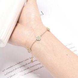 Link Designer Jewellery Luxury Bracelet Chain VanCa Kaleidoscope 18k Gold Van Clover Bracelet with Sparkling Crystals and Diamonds Perfect Gift for Women Girls 9V9M