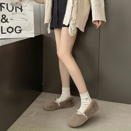 Women''s autumn and winter warm wear flat-bottomed lazy girl's cotton shoes 4987 240104