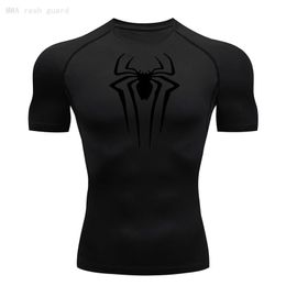 The Short Sleeve Men's T-Shirt Summer Breathable Quick Dry Sports Top Bodybuilding Track suit Compression Shirt Fitness Men 240106