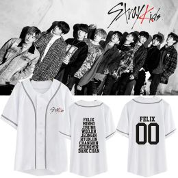 K-POP KPOP Stray Kids Baseball Shirt Men Women Hipster Hip Hop Short Sleeve Baseball Jersey Tee Shirt Street Wear Summer Tops