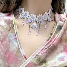 Choker Draweye Water Drop Necklace For Women Shell Y2k Vintage Korean Fashion Tassels Jewellery Flowers Elegant Collares Para Mujer