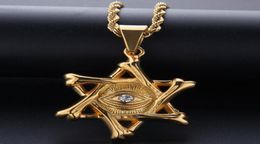 Fashion Hip Hop Jewellery Star of David Pendant Necklace Stainless Gold Plated With 60cm Chain For Men Nice Lover Gift Rapper Access3159706