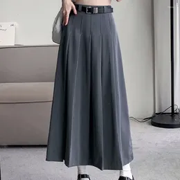 Skirts Women S Summer Midi Pleated Skirt Gray Suit With High Waist A Line Long For Slimming And Draping Perfect