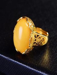 Cluster Rings Solid 14k Yellow Gold Riing Amber Cut Citrine Natural Diamonds Engagement Ring Fine Jewelry Wedding9348242