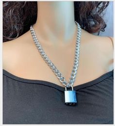 Goth Chain Necklace women/men punk choker lock pendant necklace emo gothic grunge jewelry WY10993872846