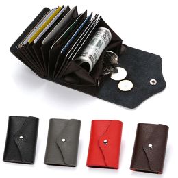 Genuine Leather Business Card Holder RFID Wallet Bank Credit Card Case ID Holders Women Cowhide Card Organization Purse LL