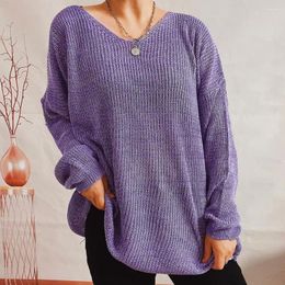 Women's Sweaters Knitted Sweater Knitting V Neck Loose Fit Long Sleeves Stretchy Keep Warm Thin Style Women Oversized Slouchy Ribbed Knit