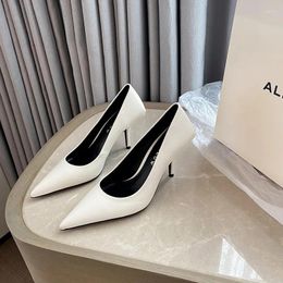 Dress Shoes White High Heels Women 2024 Pointed Toe Pumps Office Lady Sexy