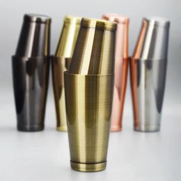 Premium Boston Cocktail Shaker Weighted Shaking Tins Gold Plated Copper Black Mirror Finish Barware Tools 240104