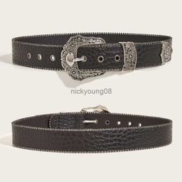 Belts Gothic Leather Waist Belt Western Cowboy Fashion Belts Adjustable Metal Buckle Waistband Y2K Women Belt for Jeans Accessories