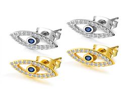 Lucky Blue Evil Eye Cubic Zirconia Protection Stud Earrings for Women Girls Silver Gold Statement Tone Mother039s Day Anniversa2213157