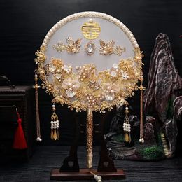 Ancient Chinese style bridal gift Handmade group fan finished product and DIY material pack Without glue gun 240104