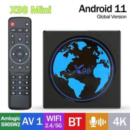 Box X98 Mini TV Box Android 11.0 Amlogic S905W2 4G RAM 64GB ROM Support AV1 4K 2.4G 5G WiFi BT Media Player 4GB 32GB Set Top Boxes Sma